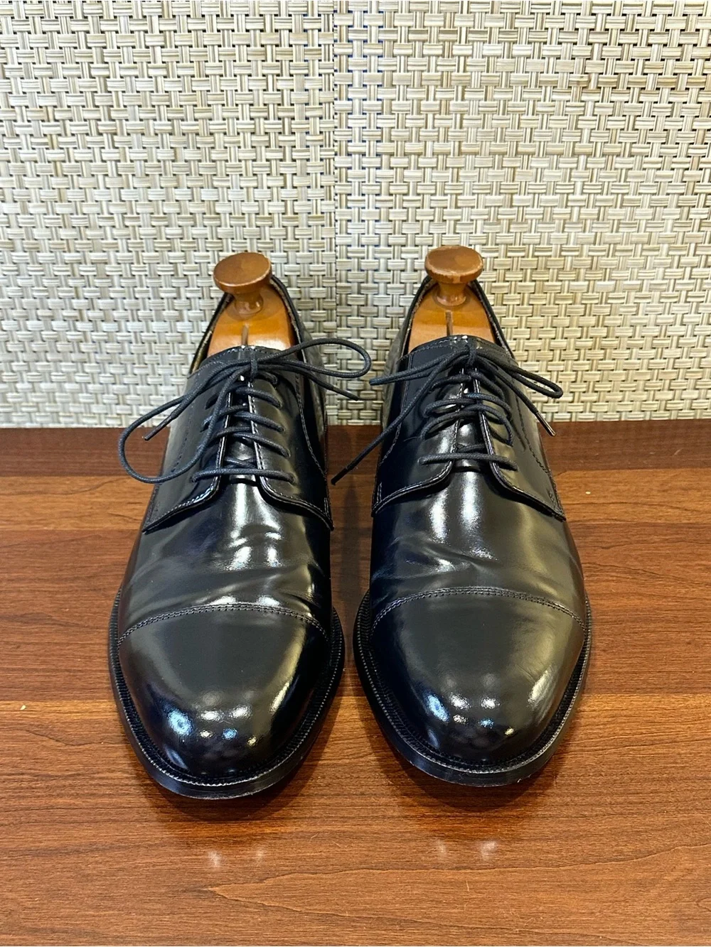 Cole Haan Nike Air Carter Black Leather Cap Toe Oxfords Mens 12 M